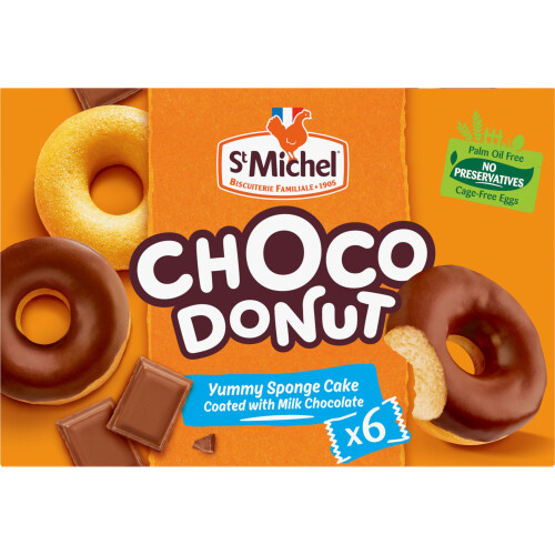 St Michel - Choco Donut - Sponge Cake Coated with Chocolate Milk - 6