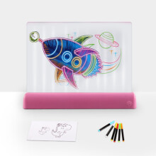 3D-tekenbord met fluorescerende LED-verlichting, educatief tekenbord voor kinderen, bord om handgeschreven berichten op te plaatsen (roze)