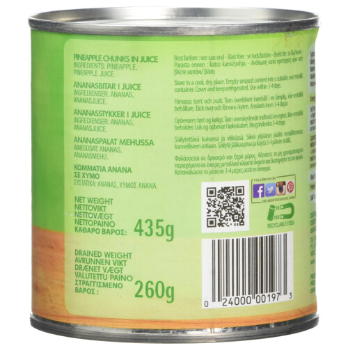 DEL MONTE in Juice Pineapple Chunks 435 gram