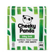 The Cheeky Panda Bamboo Toilet Rolls, White, 48 Rolls, 3 Ply