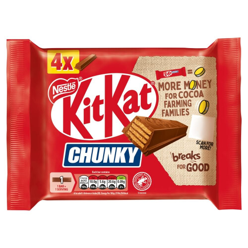 KitKat KitKat Chunky Milk Chocolate Bar 4 Pack Multipack 160g, 4 x