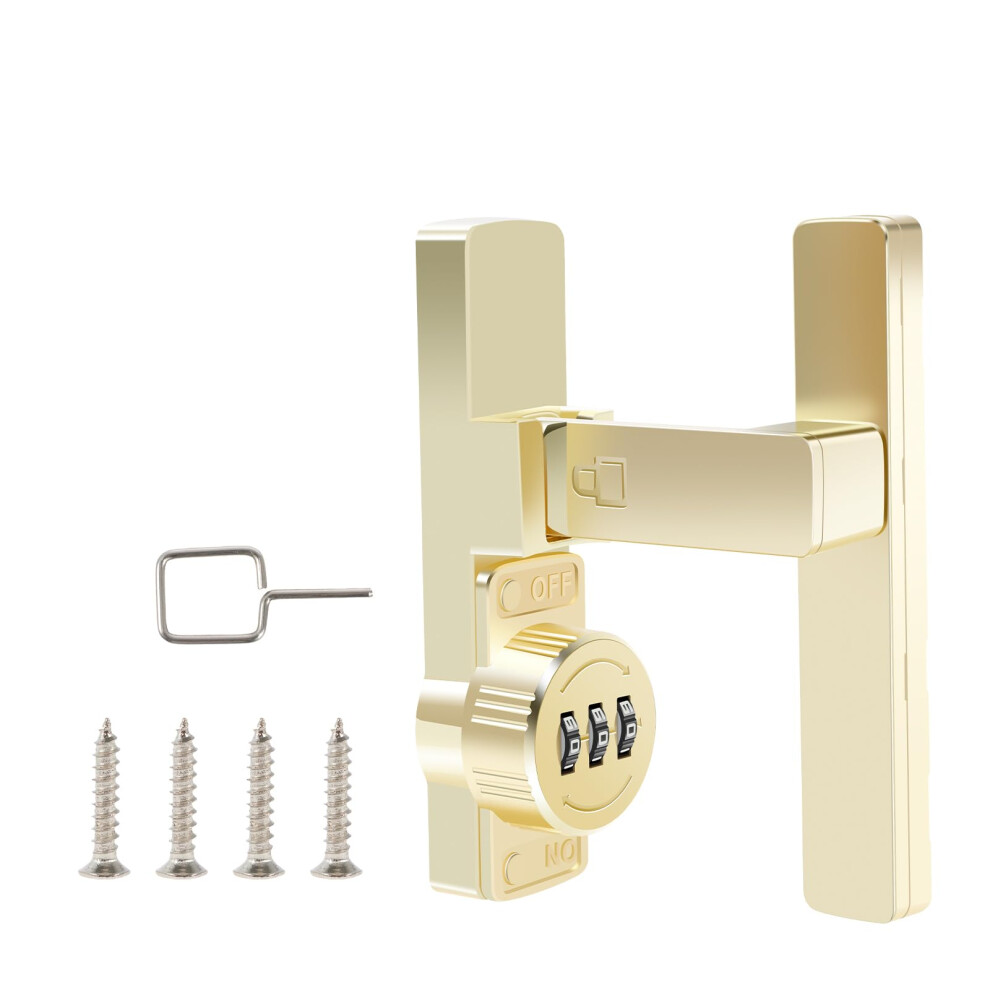 Zinc Alloy Barn Door Lock 90 Degree Keyless Combination Latch Gold Finish For Sliding Or Swing Doors 9330225542223