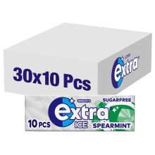 Wrigley's Extra Ice Spearmint Sugar Free Chewing Gum Bulk Multipack, 30 x 10 Pieces - Mint Gum With Microgranules - Air Travel Ess