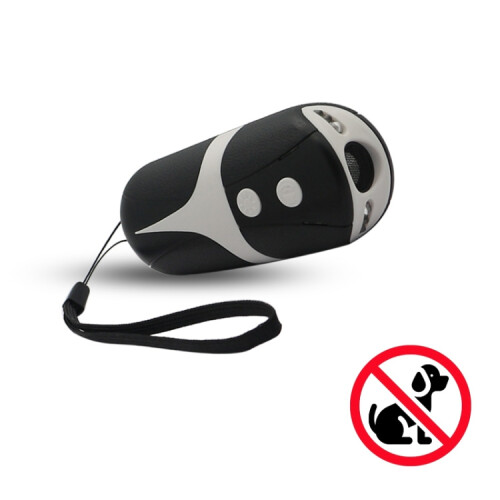 Handheld Portable Ultrasonic Dog Repeller with LED Lights(Black + White)