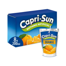 Capri-Sun Orange Kids' Juice Drink (8 x 200ml) Made with Real Fruit Juice - No Artificial Ingredients - Vegan, Gluten Free,packaging may vary