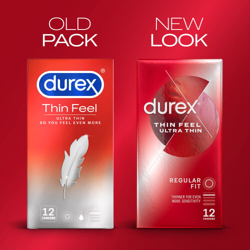 Durex Durex Thin Feel Ultra Thin, 12 Condoms, Regular Fit, Teat Ended, 2
