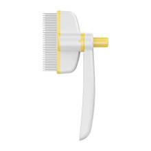 Pet Hair Removal Tool One Touch Rotating Fine Tooth Comb(White Yellow)