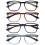 OPULIZE Reading Glasses 4 Pack, Black Brown Blue Grey, +1.50 2