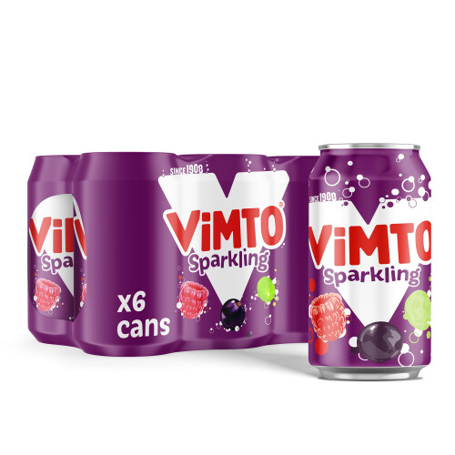 Vimto Fizzy Fruit Juice, Blackcurrant, Grape & Raspberry, 6 x 330ml 1