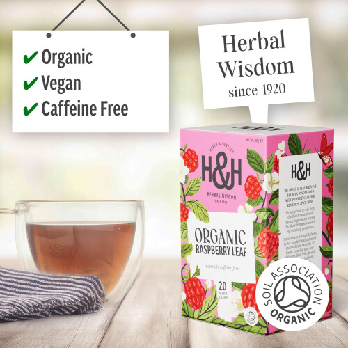 Heath & Heather Organic Raspberry Leaf Tea, 20 Bags, Caffeine-Free 2