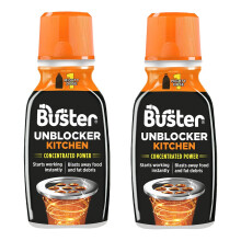 Buster Kitchen Plughole Unblocker (Pack of 2 x 150g) Fast-Acting Sink Unblocker Dissolves Fat, Food & Debris, Drain Cleaner Clears Blockages in Kitch