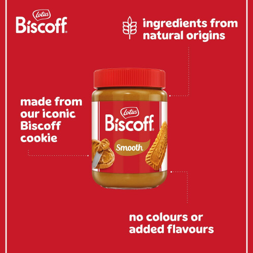 Biscoff  Sweet spread  Smooth  Caramelised biscuit flavour  Vegan  Nut free 2