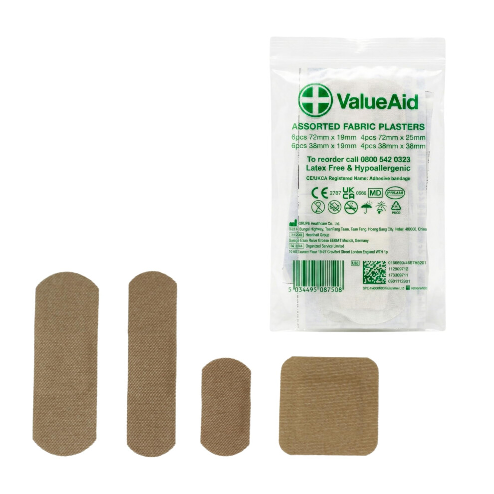 Value Aid 20 X Assorted Fabric Plasters Â Fabric First Aid Plasters For Cuts And