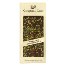 Comptoir du Cacao Milchschokolade Tafel mit karamellisierten Pistazien 90g