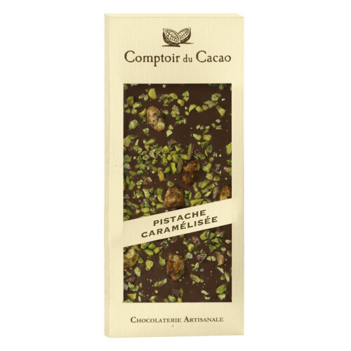 Comptoir du Cacao Σοκολάτα Γάλακτος με Καραμελωμένα Pistachios 90g