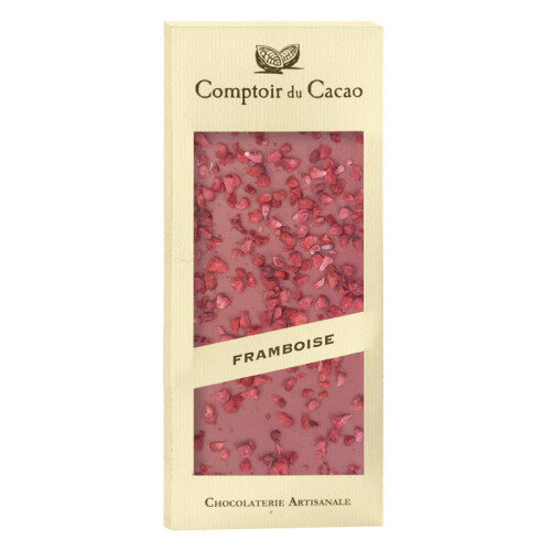 Tablette de Chocolat Ruby avec Framboise 90g - Comptoir du Cacao