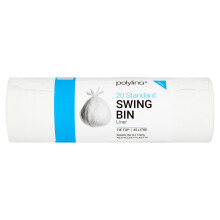 Polylina 20x Standard Tie Top Swing Bin Liners, Recycled Plastic, 45
