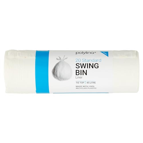 Polylina 20x Standard Tie Top Swing Bin Liners, Recycled Plastic, 45 1