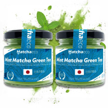 Matchaeco 100g Mint Matcha [2 x 50g Mint] Peppermint Matcha Green Tea Powder Flavoured |Authentic Stone Ground Ceremonial Grade From Japan |