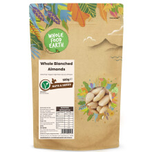 Wholefood Earth Whole Blanched Almonds 500 g | GMO Free | High Fibre | Source of Protein