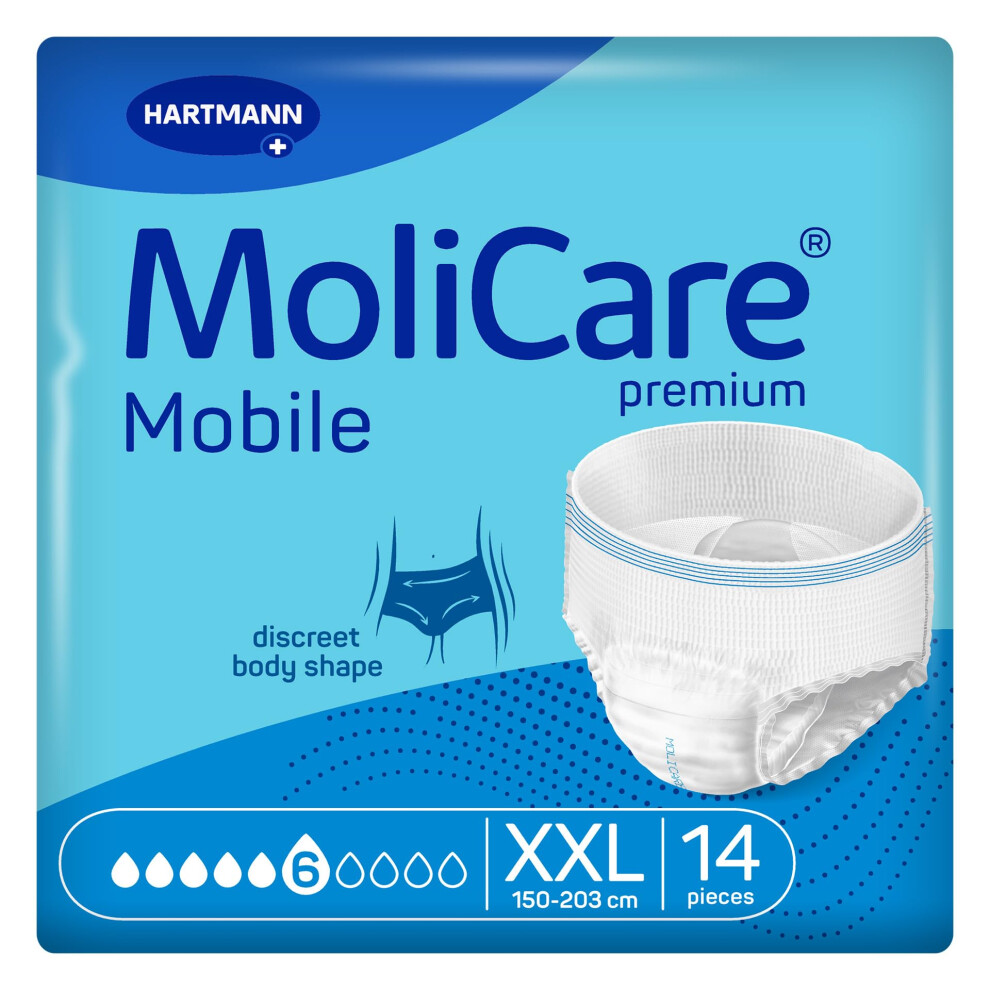 Molicare Premium Mobile 6 Drops Size Xxl | Bariatric Incontinence Pants | Reliable Leakage Protection | Disposable Pull-Up Pants | Fast Absorption |