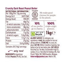 Pip Nut Ultimate Crunchy Dark Roast Peanut Butter 1kg Natural Nut B