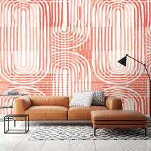 (Medium (3m X 2.4m)) Curved Line Texture - Orange