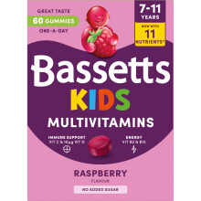 Bassetts Kids Multivitamins 7-11 Years Raspberry Flavour 60 Gummies