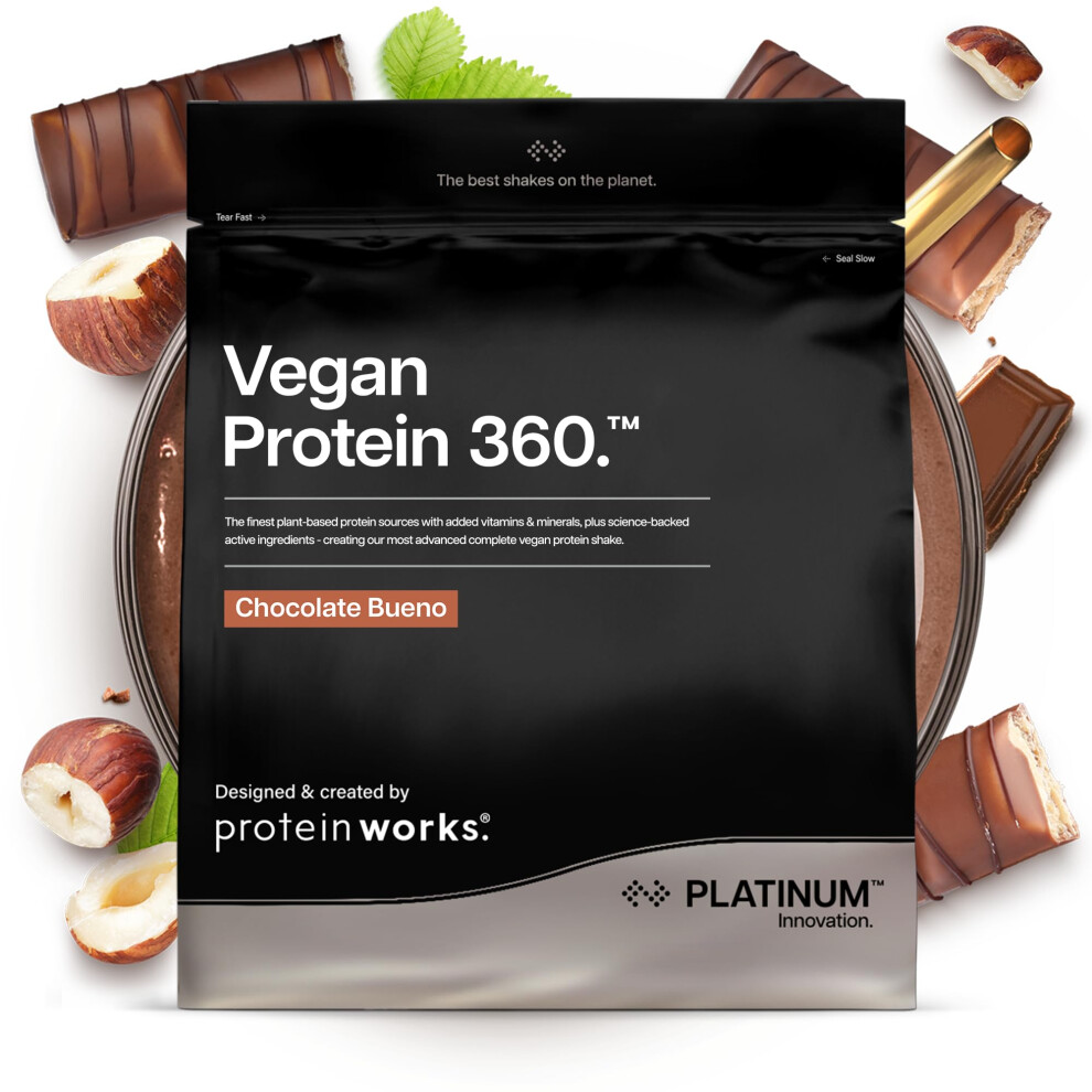 The Protein Works Protein Works | Vegan Protein 360 - Platinum Innovation, Premium Vegan Protein Powder, Plant-Based Protein Shake, Essential Vitamins & Minerals, Low