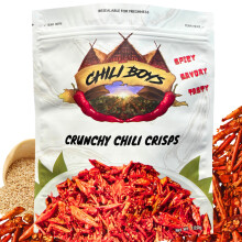 Crunchy Chili Crisps with Sesame Seeds, Ready To Eat, 120g Bag, Crispy Spicy Chilis for Snacking Anytime by Chili Boys