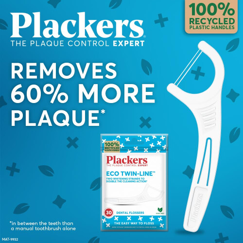 Plackers Eco Twin Line Flossers | Recycled Plastic Handle 2