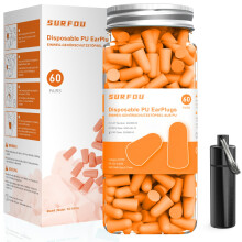 SURFOU Ear Plugs for Sleep 60 Pairs, 38dB Noise Reduction, Reusable, Ultra Soft