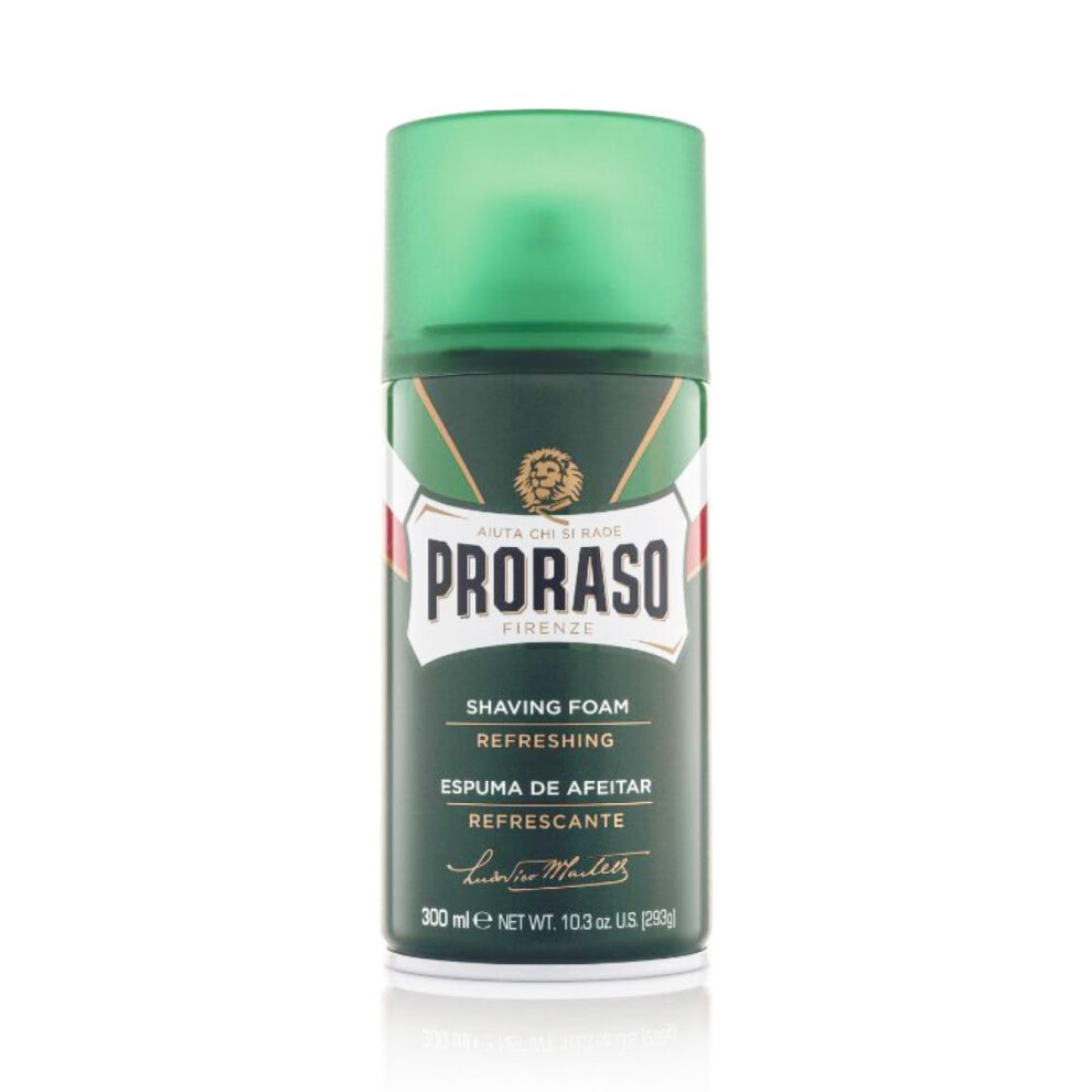 Proraso Green Shaving Foam, 300Ml, Refreshing And Toning Shaving Foam With Eucalyptus Oil And Menthol, Made In Italy,