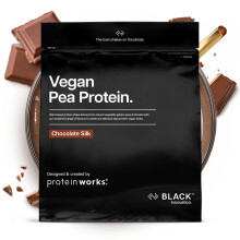 Protein Works | Vegan Pea Protein - Black Innovation, Chocolate Silk, Premium Vegan Protein, Pea Protein Isolate, 24g Protein Per Serving, Low Fat, L