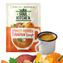 Soul Kitchen Curried Sweet Potato Pumpkin Soup ? Vegan, Gluten-Free Cup Soup ? Low-Calorie, Healthy Quick Lunch ? Real Vegetables, No MSG ? Office