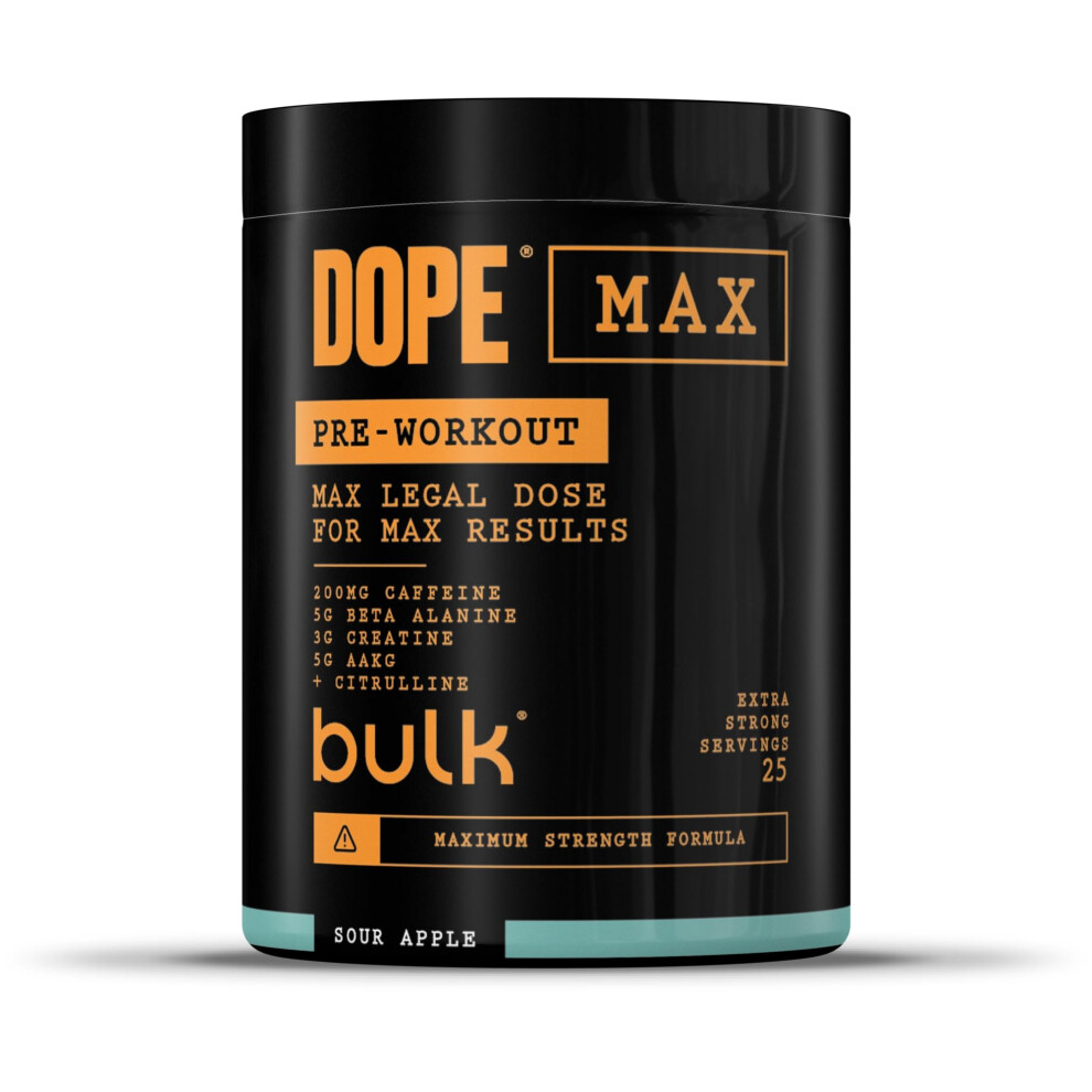 Bulk Dope Max Pre-Workout Powder | 563 G | 25 Servings | High Caffeine 200Mg | 5G Beta Alanine | 3G Creatine | Aakg & Citrulline Blend | Vitamin B6 |