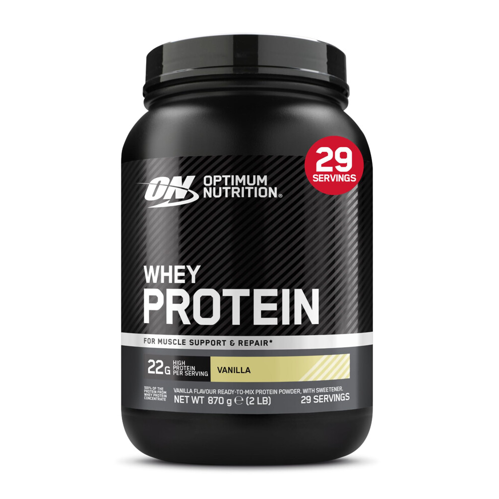 Optimum Nutrition Whey Protein Powder Vanilla Flavour, 22G Protein Per Serving - Easy‑To‑Mix Whey Concentrate For Muscle Growth And Maintenance, 8