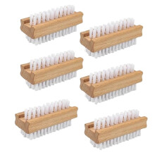 6pcs Nail Brush Set Two-Side Fingernail Nail Brushes for Cleaning, Wooden Nail Cleaning Brush, Nail Scrubber Brush