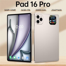 Pad 16 Pro 10,1 inch Android-tablet met groot HD-scherm, slimme tablet goudkleurig