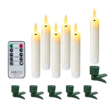 6Pcs LED Taper Candles Light Set Flameless 3D Wick Candles Clip- Christmas Tree with Remote Timer for Home Decor