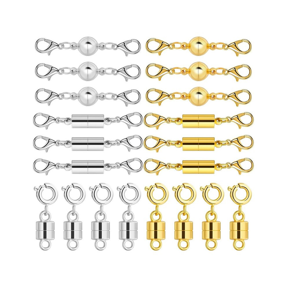 20 Pcs Magnetic Necklace Clasp And Closures, 14K And Strong Magnet Jewelry Connectors Gold/Silver 6032767186288