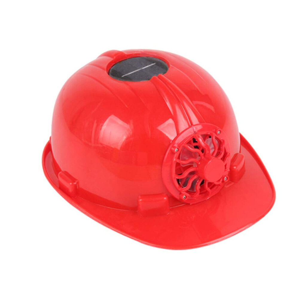Red Solar Powered Hard Hat With Cooling Fan, Autospeed Sunlight Control, Battery Safety Helmet 9330225542728