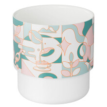 MHW-3BOMBER 220ml Coffee Cup Stackable Coffee Mugs Ceramic Coffee Mugs with Texture Patterns for Latte/Cappuccino/Cocoa/Tea
