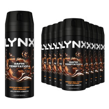 Lynx Dark Temptation Body Spray 48Hrs High Definition Fragrance 150ml, 12 Pack