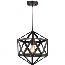 Pendelleuchte 35 cm Metall E27 Hängelampe Deckenleuchte Schwarz Geometrisches Design Modern Industrial Höhenverstellbar – Ohne Leuchtmittel