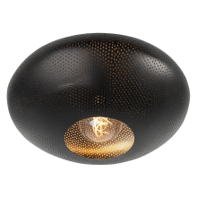 Pendelleuchte Lampenschirm 45 cm Metall E27 Hängelampe Deckenleuchte Schwarz Gold Perforiertes Design Dekorativ Warmes Licht – Ohne Leuchtmittel