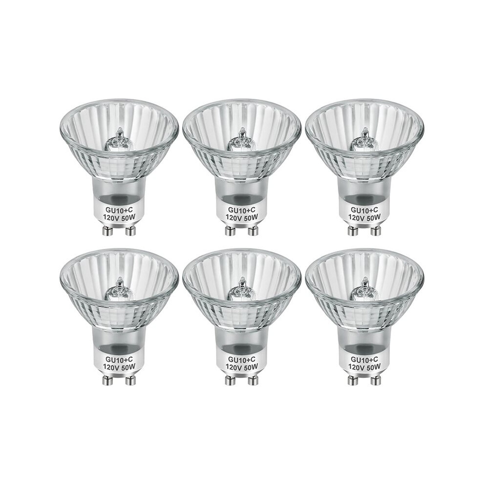 6Pcs Gu10 120V 50W Halogen Bulbs For Track And Range Hood Gu10+C Candle Lamp With Dimmable Light 6033486976129