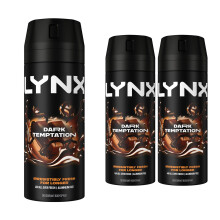 Lynx Body Spray Dark Temptation 48-H High Definition Fragrance Deo, 3x150ml