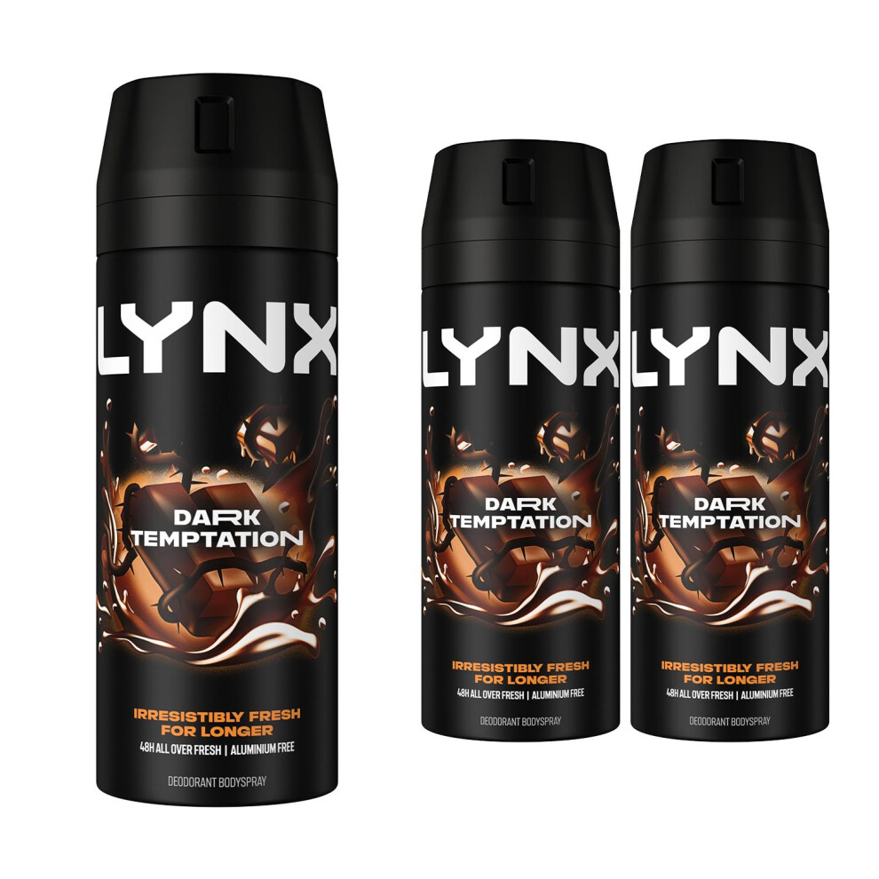 Lynx Body Spray Dark Temptation 48-H High Definition Fragrance Deo, 3X150ml