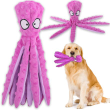 1 Stück quietschendes Oktopus-Hundespielzeug mit Knisterpapier für mittelgroße bis große Hunde, lila
